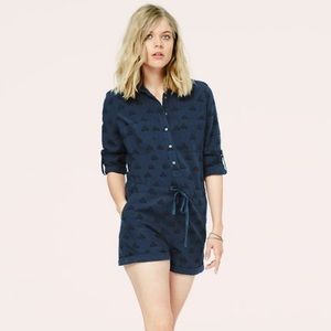 Lou & Grey embroidered navy romper
